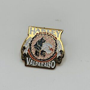 Harley Davidson Valparaiso Enamel Pin 1988 RKS Brass Eagle Motorcycle Badge VTG